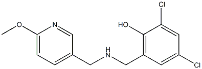 2,4-dichloro-6-({[(6-methoxypyridin-3-yl)methyl]amino}methyl)phenol Struktur