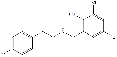 2,4-dichloro-6-({[2-(4-fluorophenyl)ethyl]amino}methyl)phenol Struktur