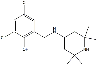 2,4-dichloro-6-{[(2,2,6,6-tetramethylpiperidin-4-yl)amino]methyl}phenol Struktur