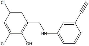 2,4-dichloro-6-{[(3-ethynylphenyl)amino]methyl}phenol Struktur