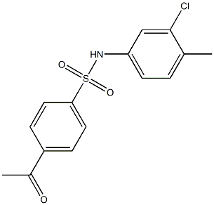 N-(3-chloro-4-methylphenyl)-4-acetylbenzene-1-sulfonamide Struktur