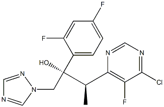 (2R, 3S)/(2S,3R)-3-(5-Fluoro-6-chloro-pyrimidin-4-yl)-2-(2,4-difluorophenyl)-1-(1H-1,2,4-triazol-1-yl)butane-2-ol. Struktur