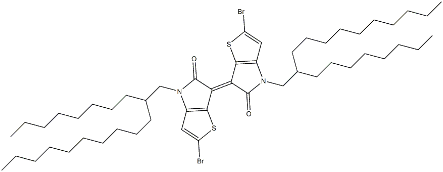 2,2'-Dibromo-4,4'-bis-(2-octyl-dodecyl)-4H,4'H-[6,6']bi[thieno[3,2-b]pyrrolylidene]-5,5'-dione Struktur