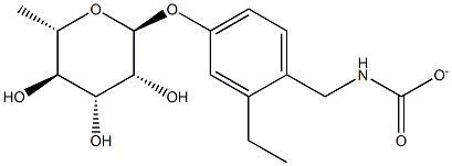 ORTHO-ETHYL-4-(ALPHA-L-RHAMNOSYLOXY)BENZYLCARBAMATE Struktur