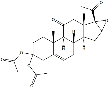 16,17-Epoxypregn-5-ene-3,11,20-trione diethylone ketal Struktur