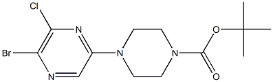 TERT-BUTYL 4-(5-BROMO-6-CHLOROPYRAZIN-2-YL)PIPERAZINE-1-CARBOXYLATE Struktur