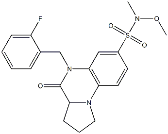 5-(2-fluorobenzyl)-N-methoxy-N-methyl-4-oxo-1,2,3,3a,4,5-hexahydropyrrolo[1,2-a]quinoxaline-7-sulfonamide Struktur