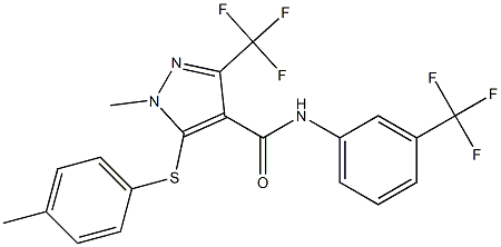 1-methyl-5-[(4-methylphenyl)sulfanyl]-3-(trifluoromethyl)-N-[3-(trifluoromethyl)phenyl]-1H-pyrazole-4-carboxamide Struktur