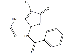 N-[3-(acetylamino)-4-chloro-5-oxo-2,5-dihydro-2-furanyl]benzenecarboxamide Struktur