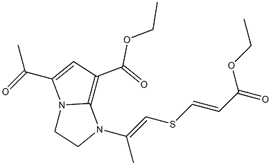 ethyl 5-acetyl-1-{2-[(3-ethoxy-3-oxo-1-propenyl)sulfanyl]-1-methylvinyl}-2,3-dihydro-1H-pyrrolo[1,2-a]imidazole-7-carboxylate Struktur