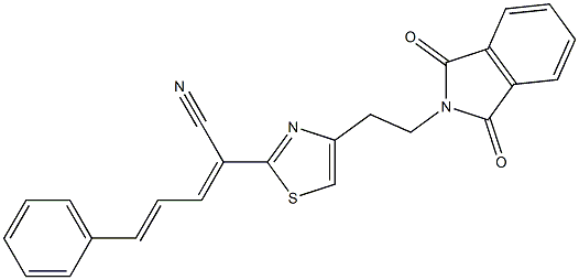 (2E,4E)-2-{4-[2-(1,3-dioxo-1,3-dihydro-2H-isoindol-2-yl)ethyl]-1,3-thiazol-2-yl}-5-phenyl-2,4-pentadienenitrile Struktur