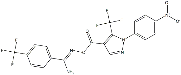 O1-{[1-(4-nitrophenyl)-5-(trifluoromethyl)-1H-pyrazol-4-yl]carbonyl}-4-(trifluoromethyl)benzene-1-carbohydroximamide Struktur