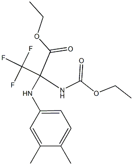 ethyl 2-(3,4-dimethylanilino)-2-[(ethoxycarbonyl)amino]-3,3,3-trifluoropropanoate Struktur