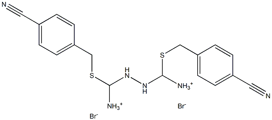 4-({[ammonio(2-{ammonio[(4-cyanobenzyl)thio]methyl}hydrazino)methyl]thio}methyl)benzonitrile dibromide Struktur