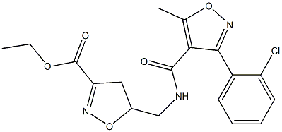 Ethyl-5-[({[3-(2-chlorophenyl)-5-methyl-4-isoxazolyl]carbonyl}amino)methyl]-4,5-dihydro-3-isoxazolecarboxylate Struktur