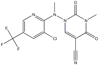 1-[[3-chloro-5-(trifluoromethyl)-2-pyridinyl](methyl)amino]-3-methyl-2,4-dioxo-1,2,3,4-tetrahydro-5-pyrimidinecarbonitrile Struktur