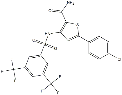 5-(4-chlorophenyl)-3-({[3,5-di(trifluoromethyl)phenyl]sulfonyl}amino)thiophene-2-carboxamide Struktur