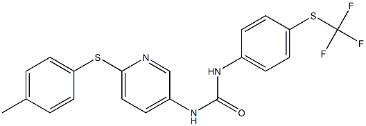 N-{6-[(4-methylphenyl)thio]-3-pyridyl}-N'-{4-[(trifluoromethyl)thio]phenyl}urea Struktur