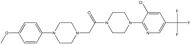 1-{4-[3-chloro-5-(trifluoromethyl)-2-pyridinyl]piperazino}-2-[4-(4-methoxyphenyl)piperazino]-1-ethanone Struktur