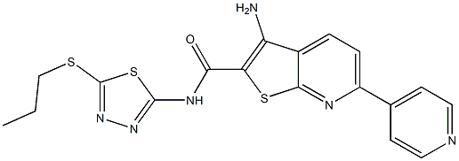 3-amino-N-[5-(propylsulfanyl)-1,3,4-thiadiazol-2-yl]-6-(4-pyridinyl)thieno[2,3-b]pyridine-2-carboxamide Struktur