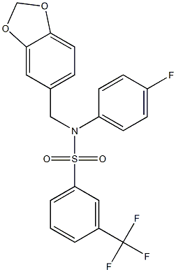 N1-(1,3-benzodioxol-5-ylmethyl)-N1-(4-fluorophenyl)-3-(trifluoromethyl)benzene-1-sulfonamide Struktur