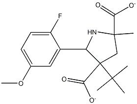 4-(tert-butyl) 2-methyl 5-(2-fluoro-5-methoxyphenyl)-2,4-pyrrolidinedicarboxylate Struktur