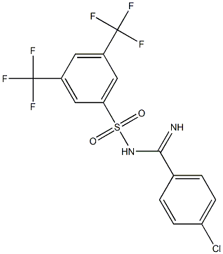 N1-[(4-chlorophenyl)(imino)methyl]-3,5-di(trifluoromethyl)benzene-1-sulfonamide Struktur