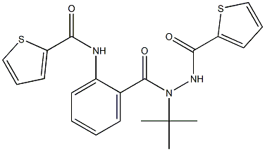 N-(2-{[1-(tert-butyl)-2-(2-thienylcarbonyl)hydrazino]carbonyl}phenyl)-2-thiophenecarboxamide Struktur