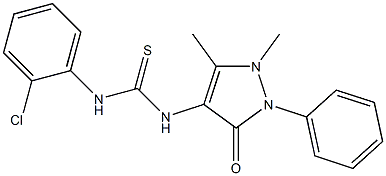 N-(2-chlorophenyl)-N'-(1,5-dimethyl-3-oxo-2-phenyl-2,3-dihydro-1H-pyrazol-4-yl)thiourea Struktur