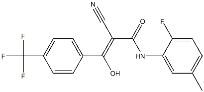 (Z)-2-cyano-N-(2-fluoro-5-methylphenyl)-3-hydroxy-3-[4-(trifluoromethyl)phenyl]-2-propenamide Struktur