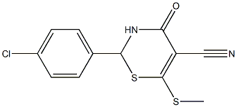 2-(4-chlorophenyl)-6-(methylthio)-4-oxo-3,4-dihydro-2H-1,3-thiazine-5-carbonitrile Struktur