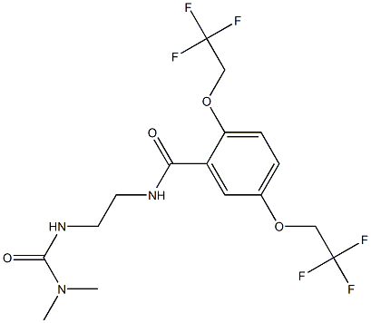 N-(2-{[(dimethylamino)carbonyl]amino}ethyl)-2,5-bis(2,2,2-trifluoroethoxy)benzenecarboxamide Struktur