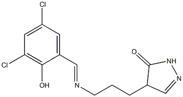 4-{3-[(3,5-dichloro-2-hydroxybenzylidene)amino]propyl}-4,5-dihydro-1H-pyrazol-5-one Struktur