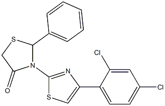 3-[4-(2,4-dichlorophenyl)-1,3-thiazol-2-yl]-2-phenyl-1,3-thiazolan-4-one Struktur