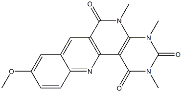 9-methoxy-2,4,5-trimethyl-1,2,3,4,5,6-hexahydrobenzo[b]pyrimido[4,5-h][1,6]naphthyridine-1,3,6-trione Struktur