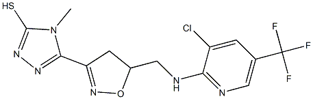 5-[5-({[3-chloro-5-(trifluoromethyl)-2-pyridinyl]amino}methyl)-4,5-dihydro-3-isoxazolyl]-4-methyl-4H-1,2,4-triazole-3-thiol Struktur