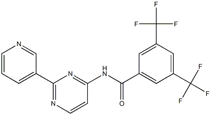 N-[2-(3-pyridinyl)-4-pyrimidinyl]-3,5-bis(trifluoromethyl)benzenecarboxamide Struktur