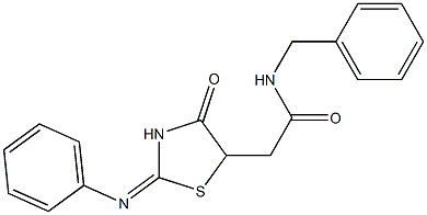 N1-benzyl-2-[4-oxo-2-(phenylimino)-1,3-thiazolan-5-yl]acetamide Struktur