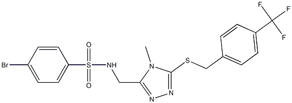 4-bromo-N-[(4-methyl-5-{[4-(trifluoromethyl)benzyl]sulfanyl}-4H-1,2,4-triazol-3-yl)methyl]benzenesulfonamide Struktur