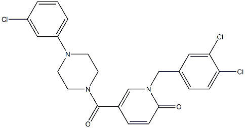 5-{[4-(3-chlorophenyl)piperazino]carbonyl}-1-(3,4-dichlorobenzyl)-2(1H)-pyridinone Struktur