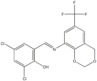 2,4-dichloro-6-({[6-(trifluoromethyl)-4H-1,3-benzodioxin-8-yl]imino}methyl) phenol Struktur