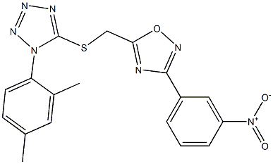 5-({[1-(2,4-dimethylphenyl)-1H-1,2,3,4-tetraazol-5-yl]thio}methyl)-3-(3-nitrophenyl)-1,2,4-oxadiazole Struktur