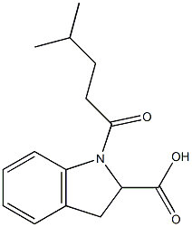 1-(4-methylpentanoyl)-2,3-dihydro-1H-indole-2-carboxylic acid Struktur