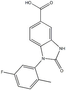 1-(5-fluoro-2-methylphenyl)-2-oxo-2,3-dihydro-1H-1,3-benzodiazole-5-carboxylic acid Struktur