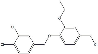 1,2-dichloro-4-[4-(chloromethyl)-2-ethoxyphenoxymethyl]benzene Struktur