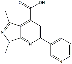 1,3-dimethyl-6-pyridin-3-yl-1H-pyrazolo[3,4-b]pyridine-4-carboxylic acid Struktur