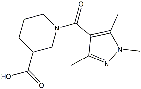 1-[(1,3,5-trimethyl-1H-pyrazol-4-yl)carbonyl]piperidine-3-carboxylic acid Struktur