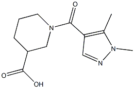 1-[(1,5-dimethyl-1H-pyrazol-4-yl)carbonyl]piperidine-3-carboxylic acid Struktur