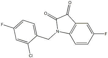 1-[(2-chloro-4-fluorophenyl)methyl]-5-fluoro-2,3-dihydro-1H-indole-2,3-dione Struktur