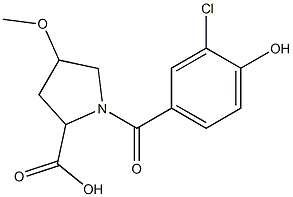 1-[(3-chloro-4-hydroxyphenyl)carbonyl]-4-methoxypyrrolidine-2-carboxylic acid Struktur